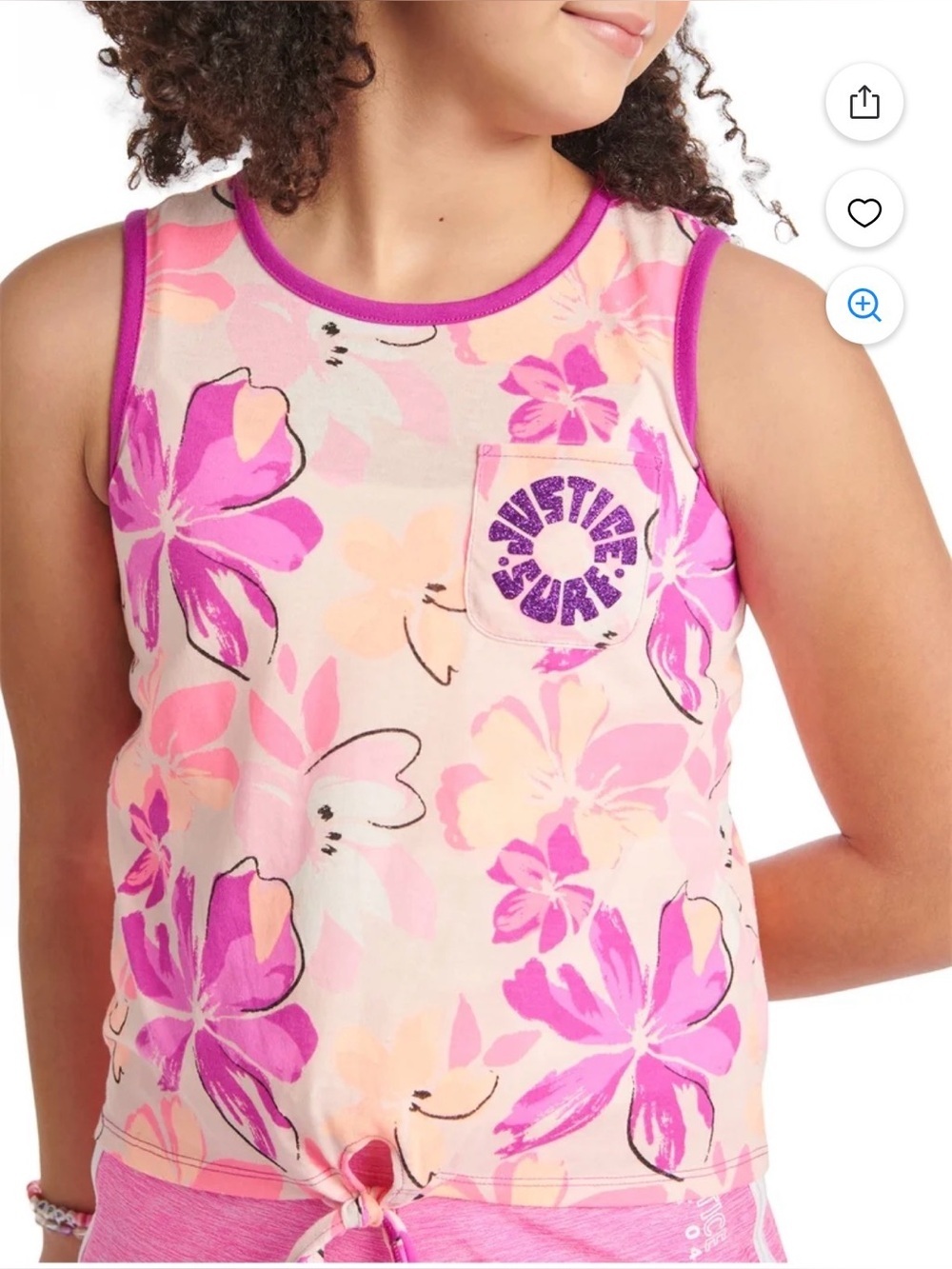 NWT Justice Girls Graphic Tank with Tie Hem